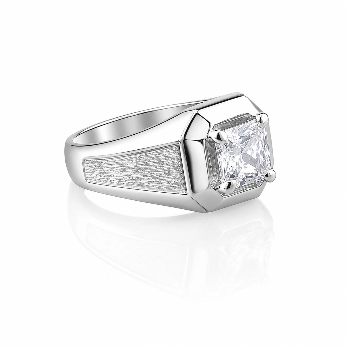 The Alencia Urban Brushed Solitaire Silver Ring
