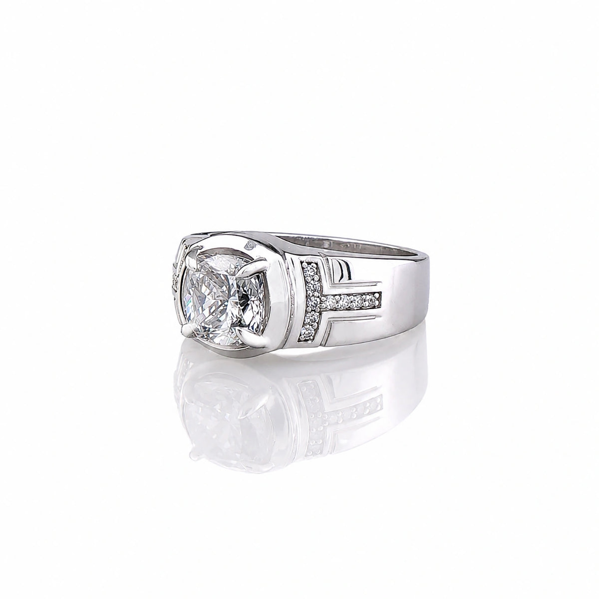 The Alencia Urban Cushion Solitaire Silver Ring
