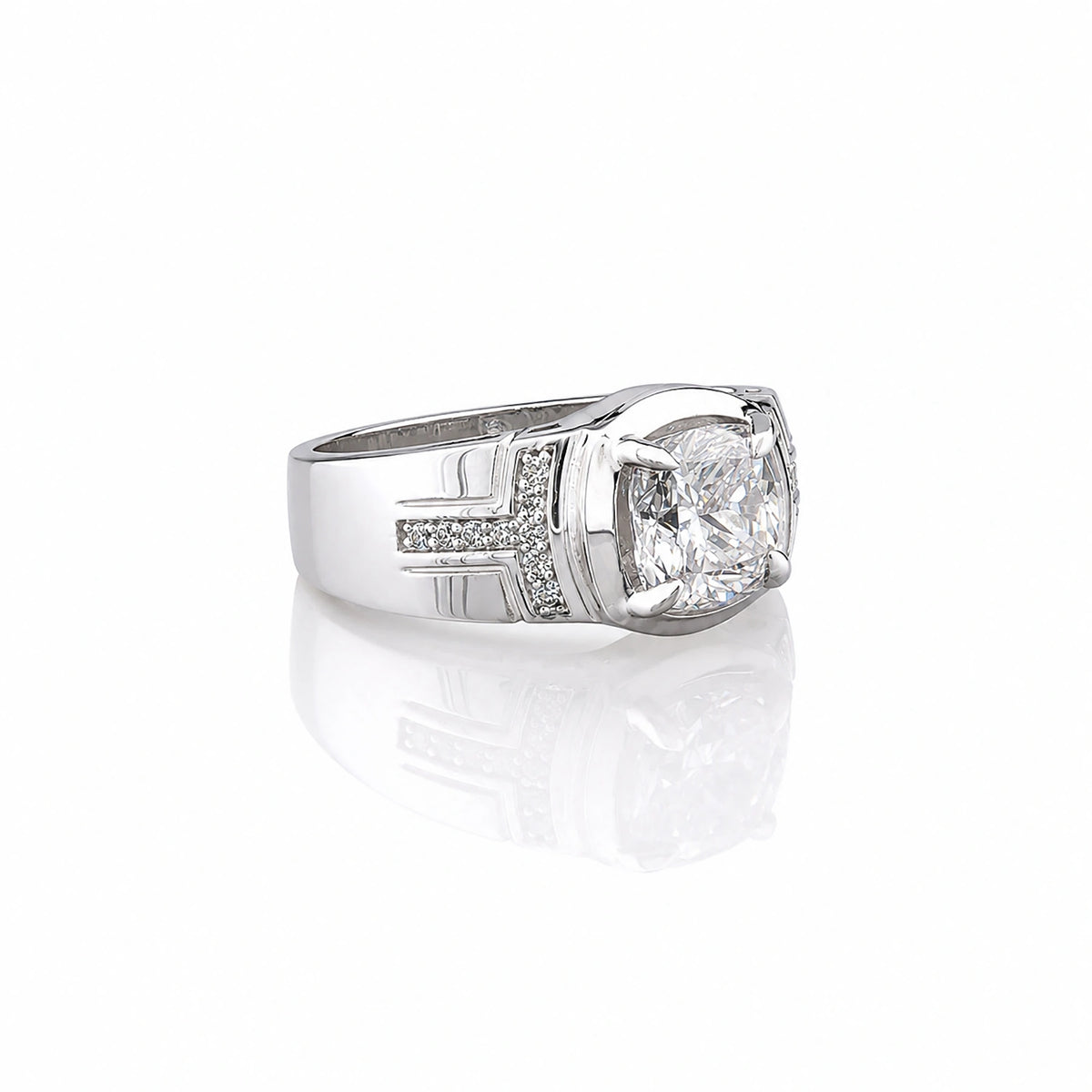 The Alencia Urban Cushion Solitaire Silver Ring