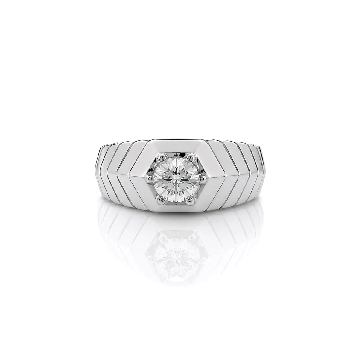 The Alencia Urban Chevron Solitaire Silver Ring