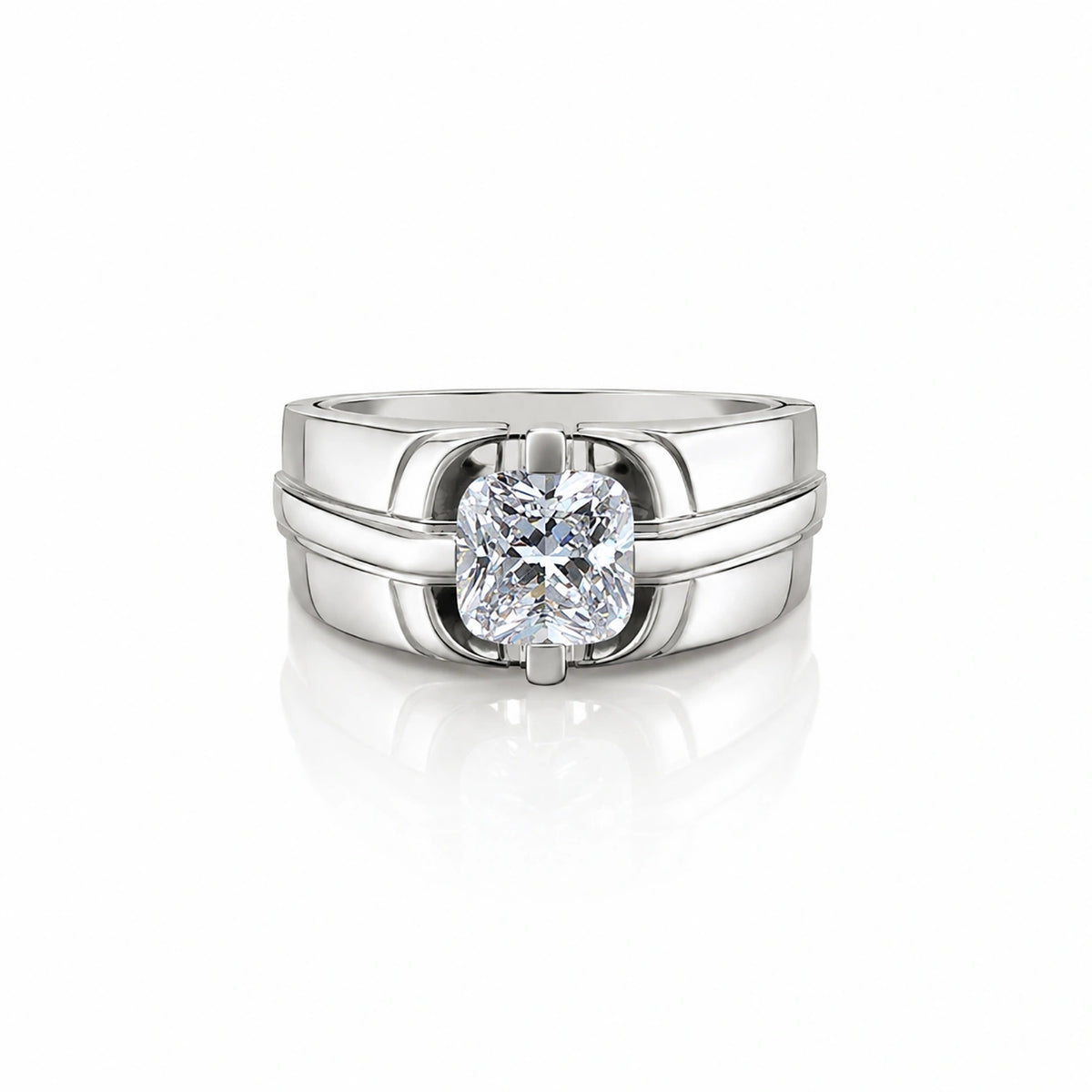 The Alencia Urban Dual-Channel Solitaire Silver Ring