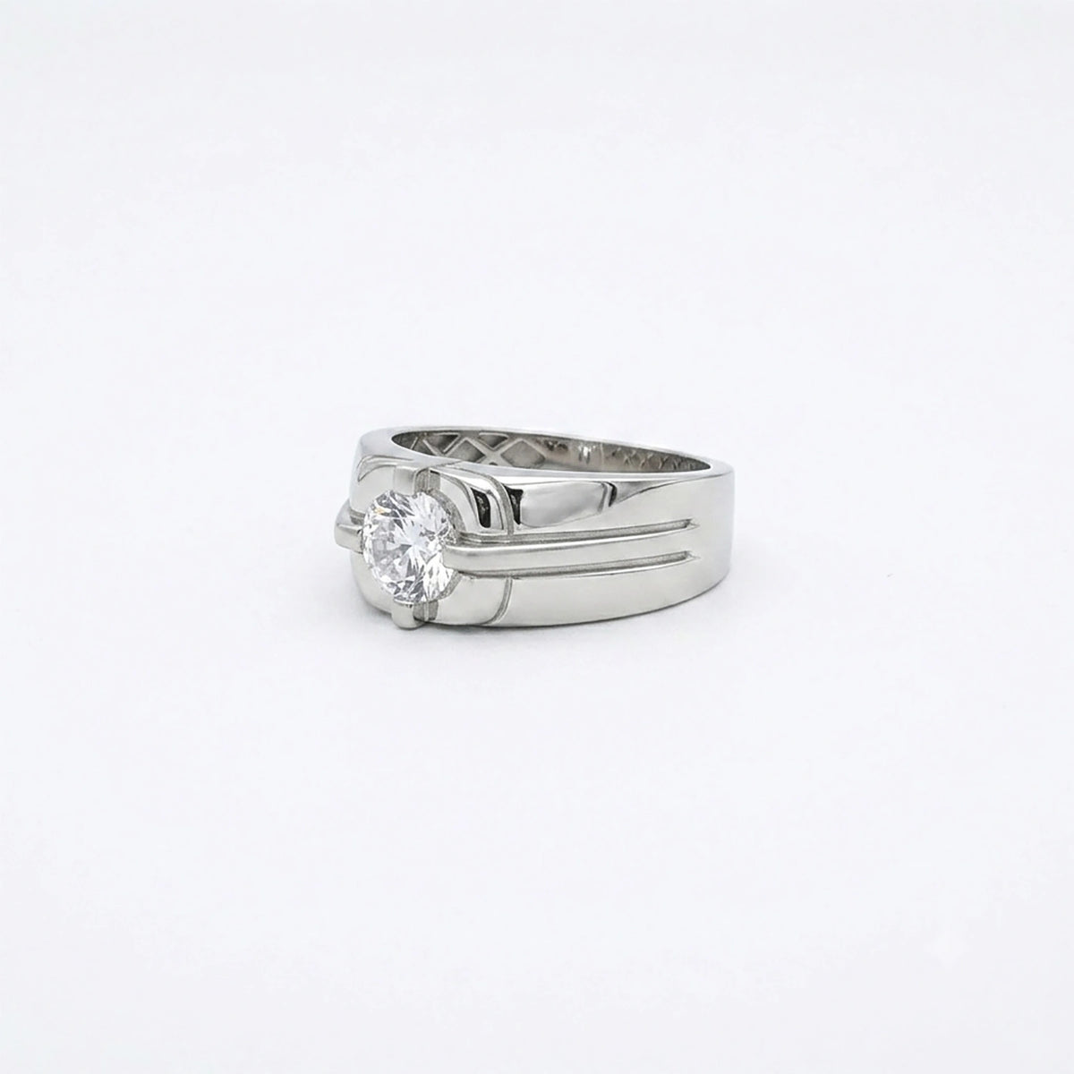 The Alencia Urban Dual-Channel Solitaire Silver Ring