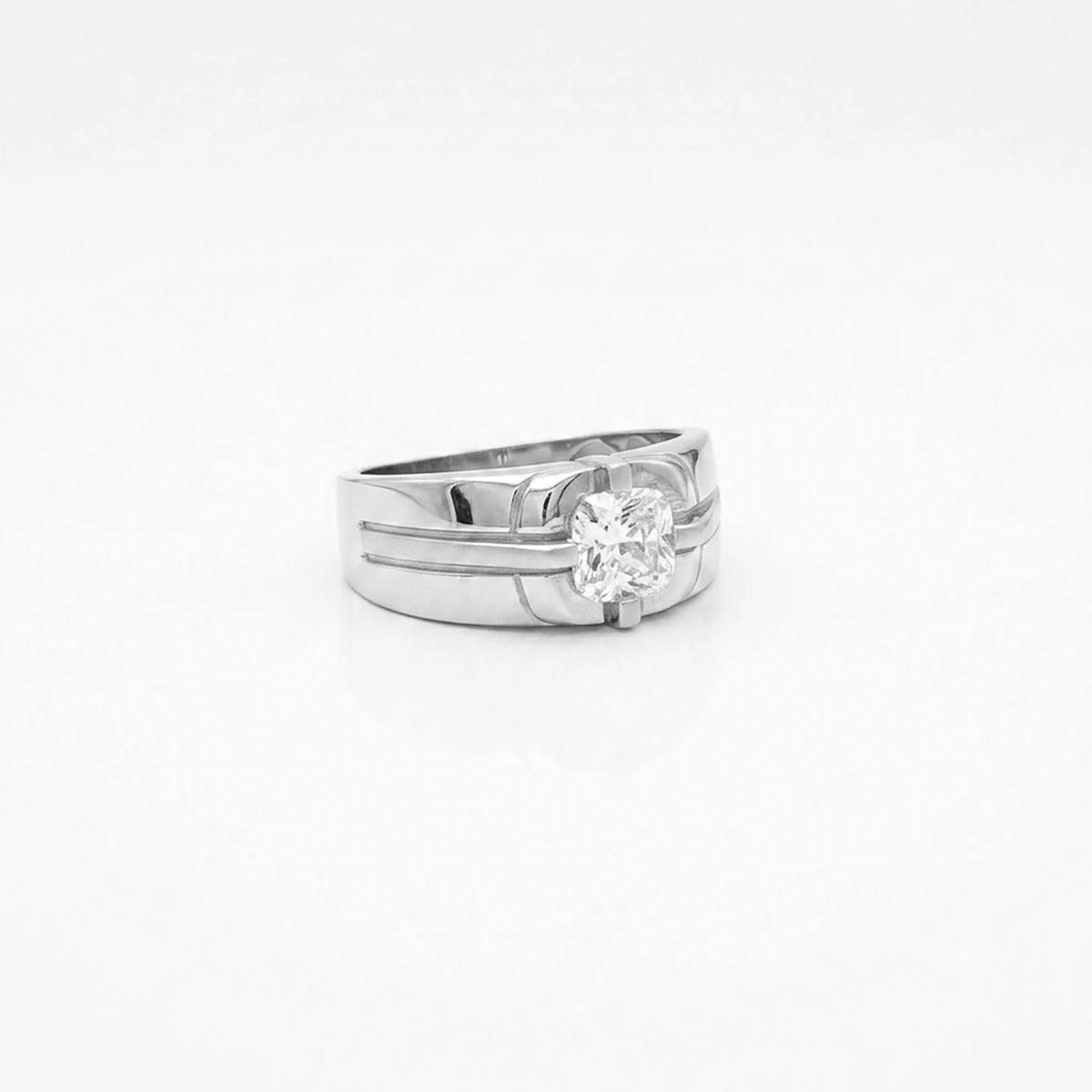 The Alencia Urban Dual-Channel Solitaire Silver Ring