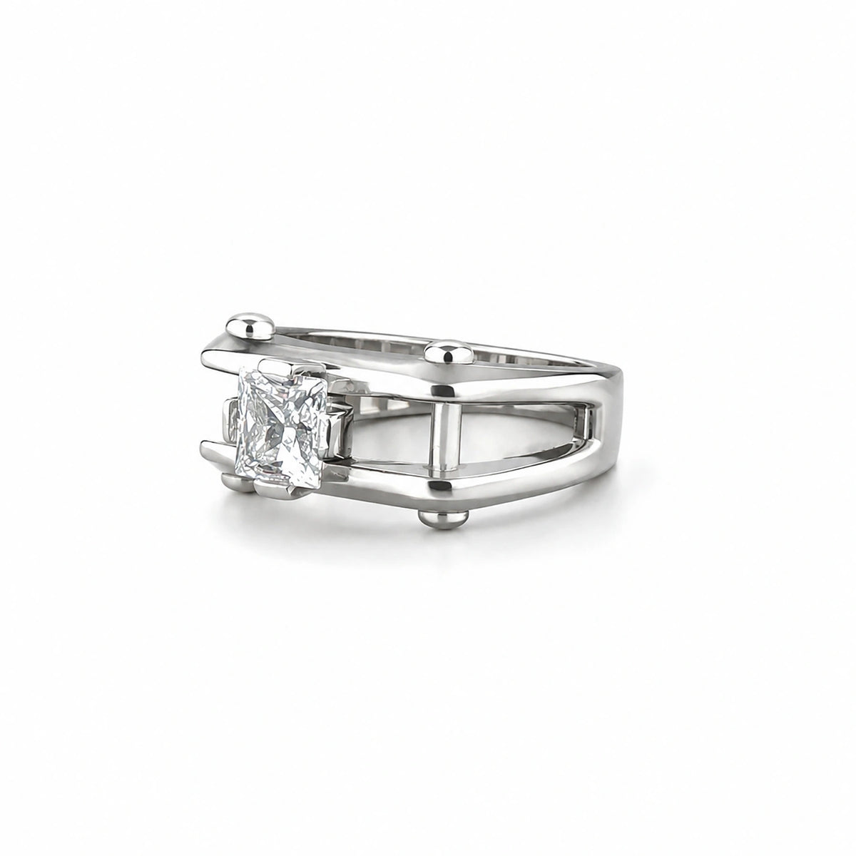 The Alencia Urban Industrial Cage Solitaire Silver Ring