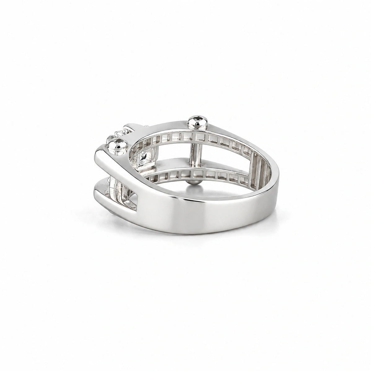 The Alencia Urban Industrial Cage Solitaire Silver Ring