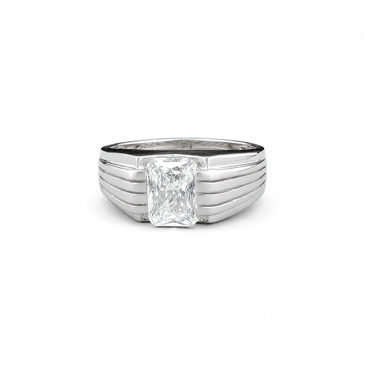 The Alencia Urban Multi-Grooved Solitaire Silver Ring