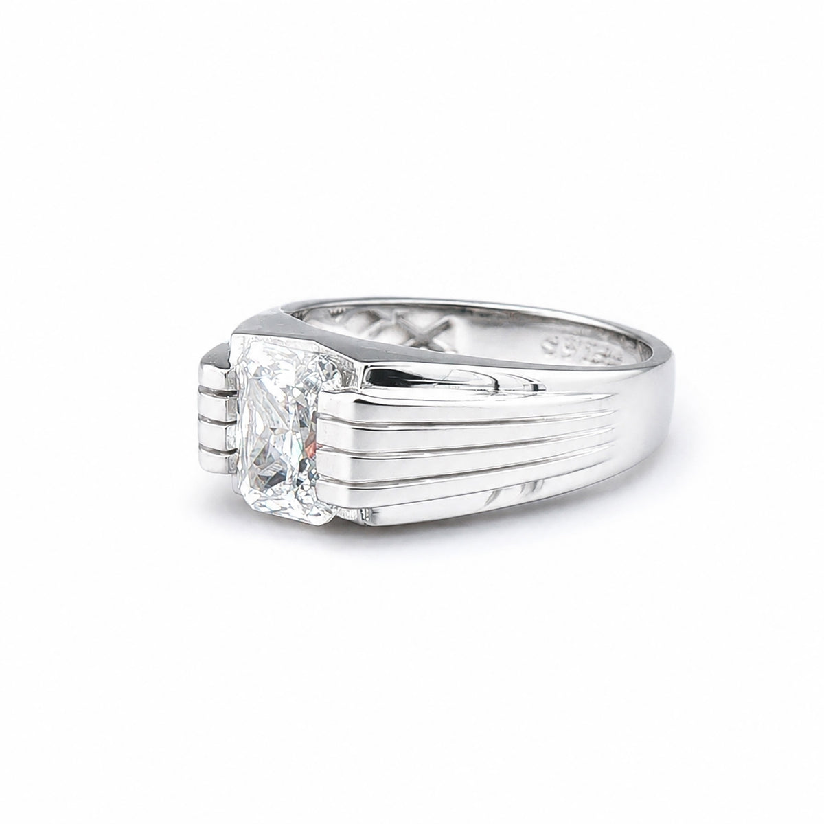 The Alencia Urban Multi-Grooved Solitaire Silver Ring