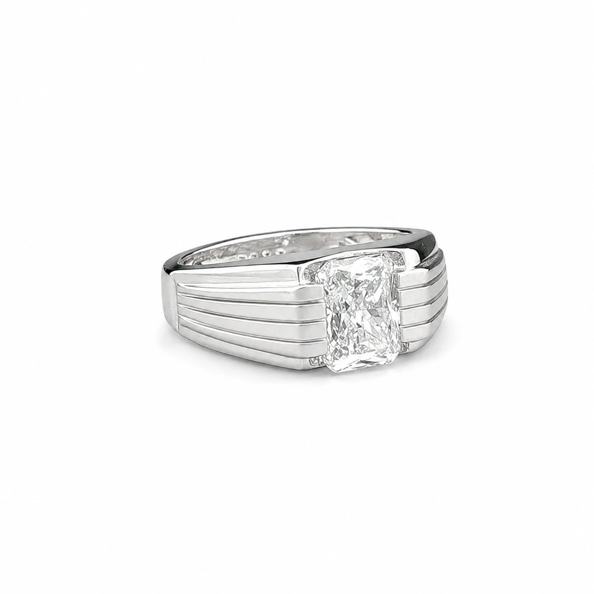 The Alencia Urban Multi-Grooved Solitaire Silver Ring