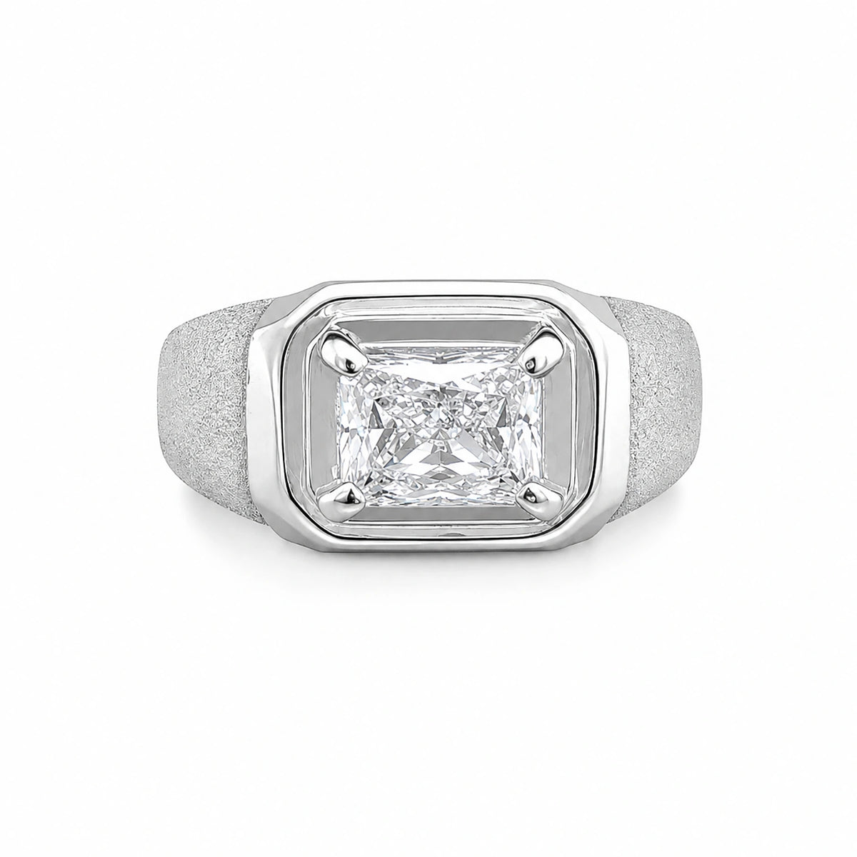 The Alencia Urban Brushed Radiant Solitaire Silver Ring