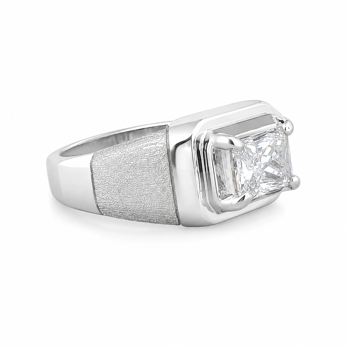 The Alencia Urban Brushed Radiant Solitaire Silver Ring
