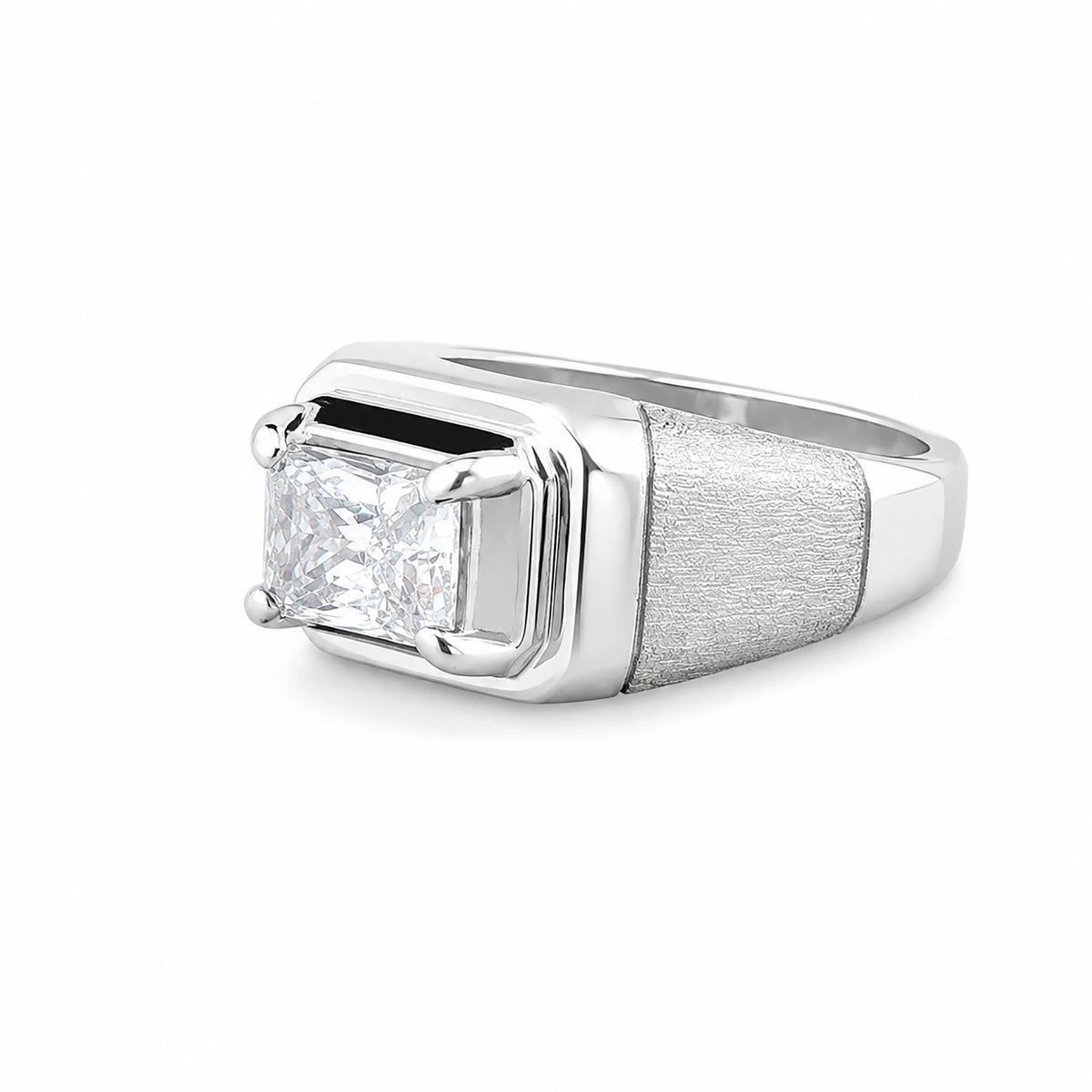 The Alencia Urban Brushed Radiant Solitaire Silver Ring