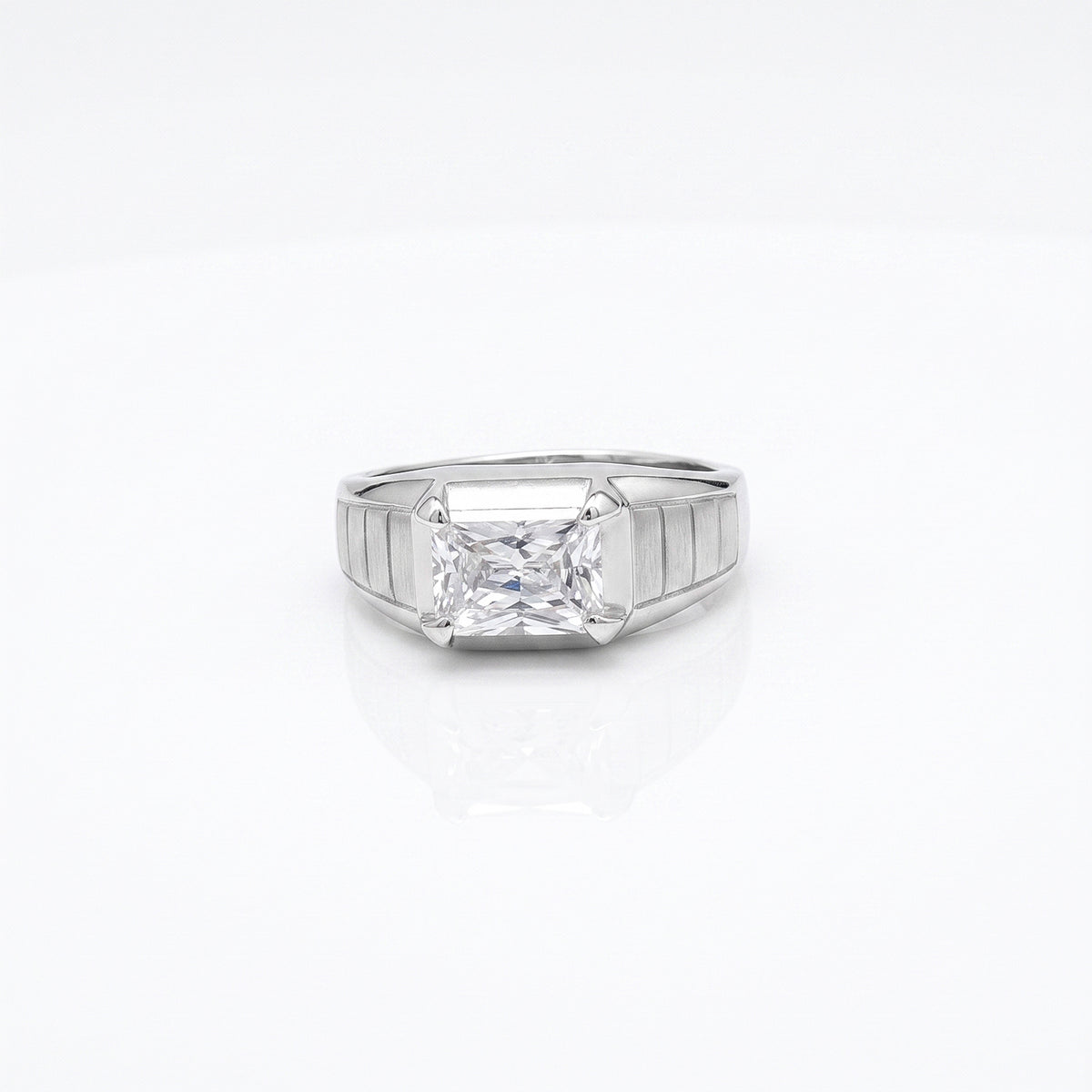 The Alencia Urban Segmented Solitaire Silver Ring