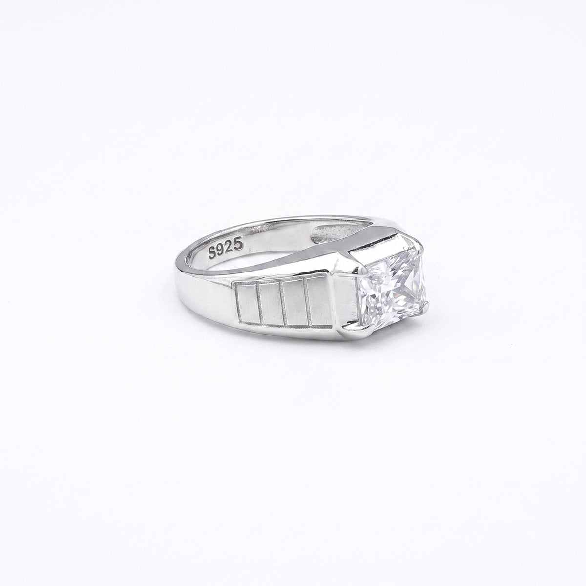 The Alencia Urban Segmented Solitaire Silver Ring