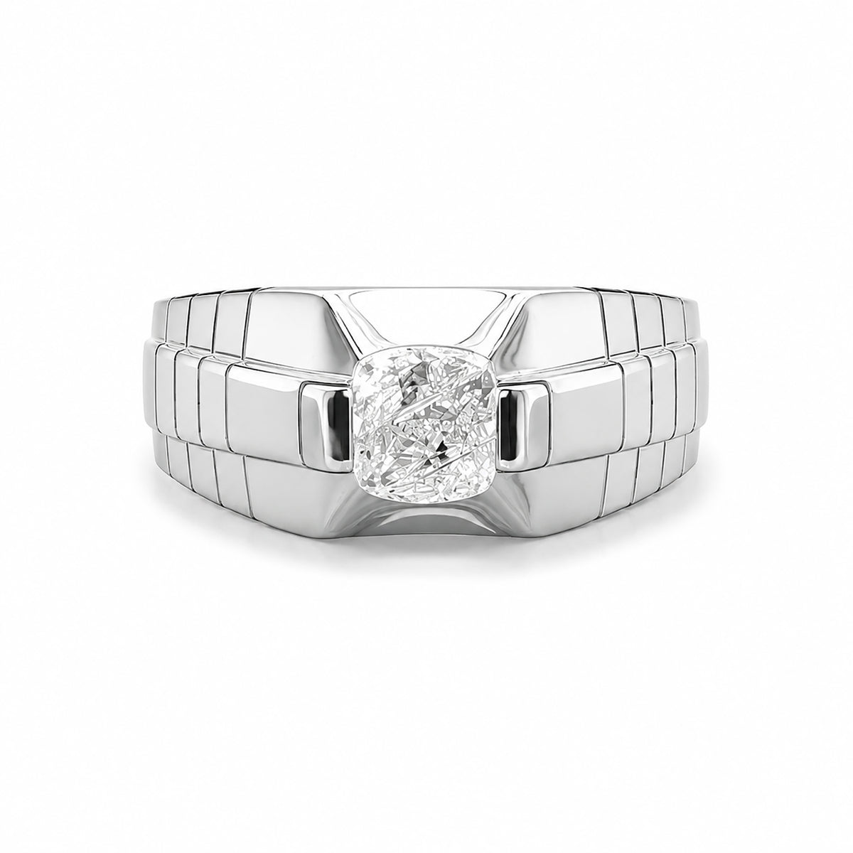 The Alencia Urban Block Solitaire Silver Ring