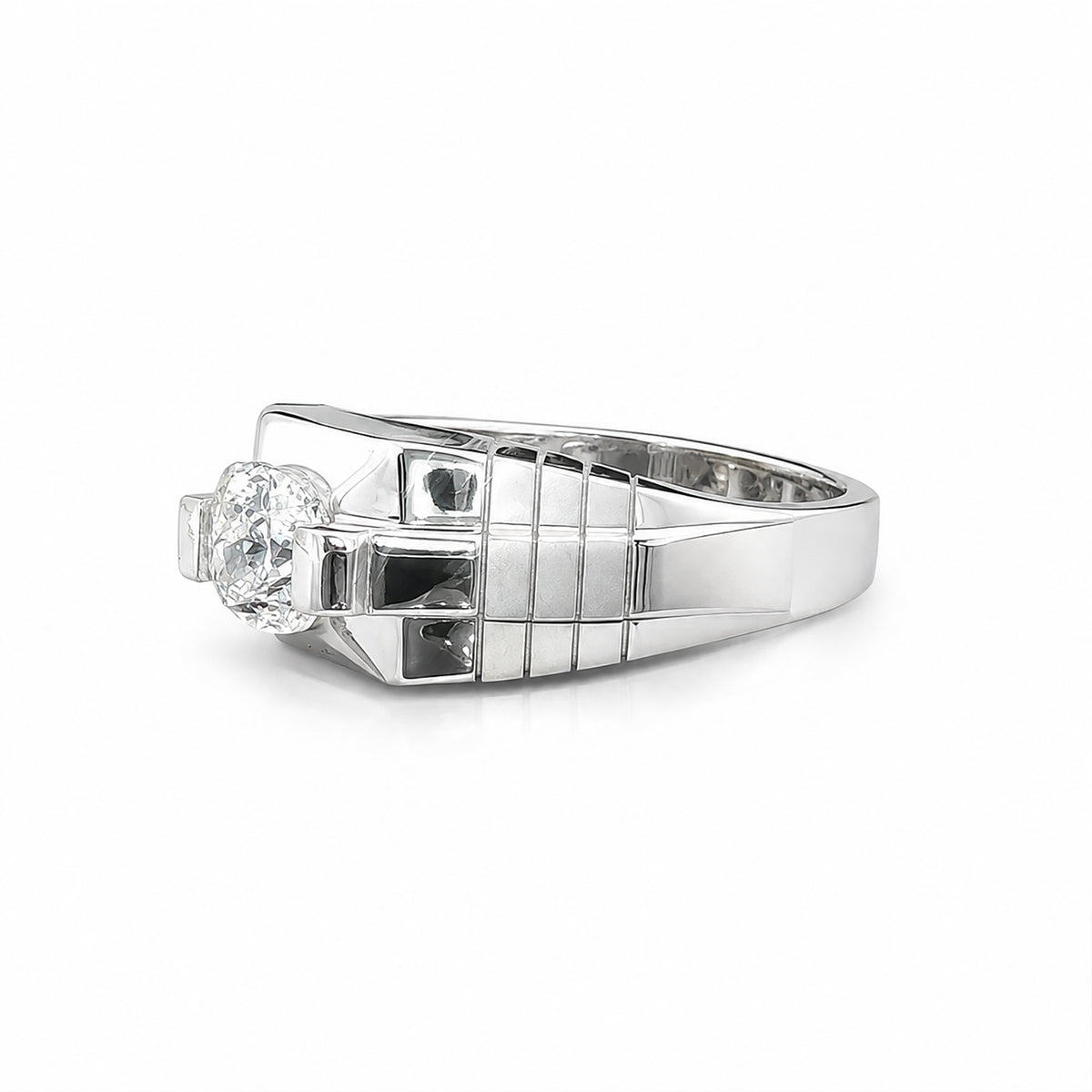The Alencia Urban Block Solitaire Silver Ring