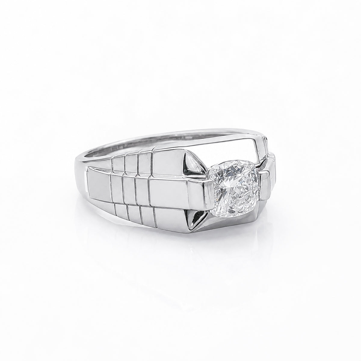 The Alencia Urban Block Solitaire Silver Ring