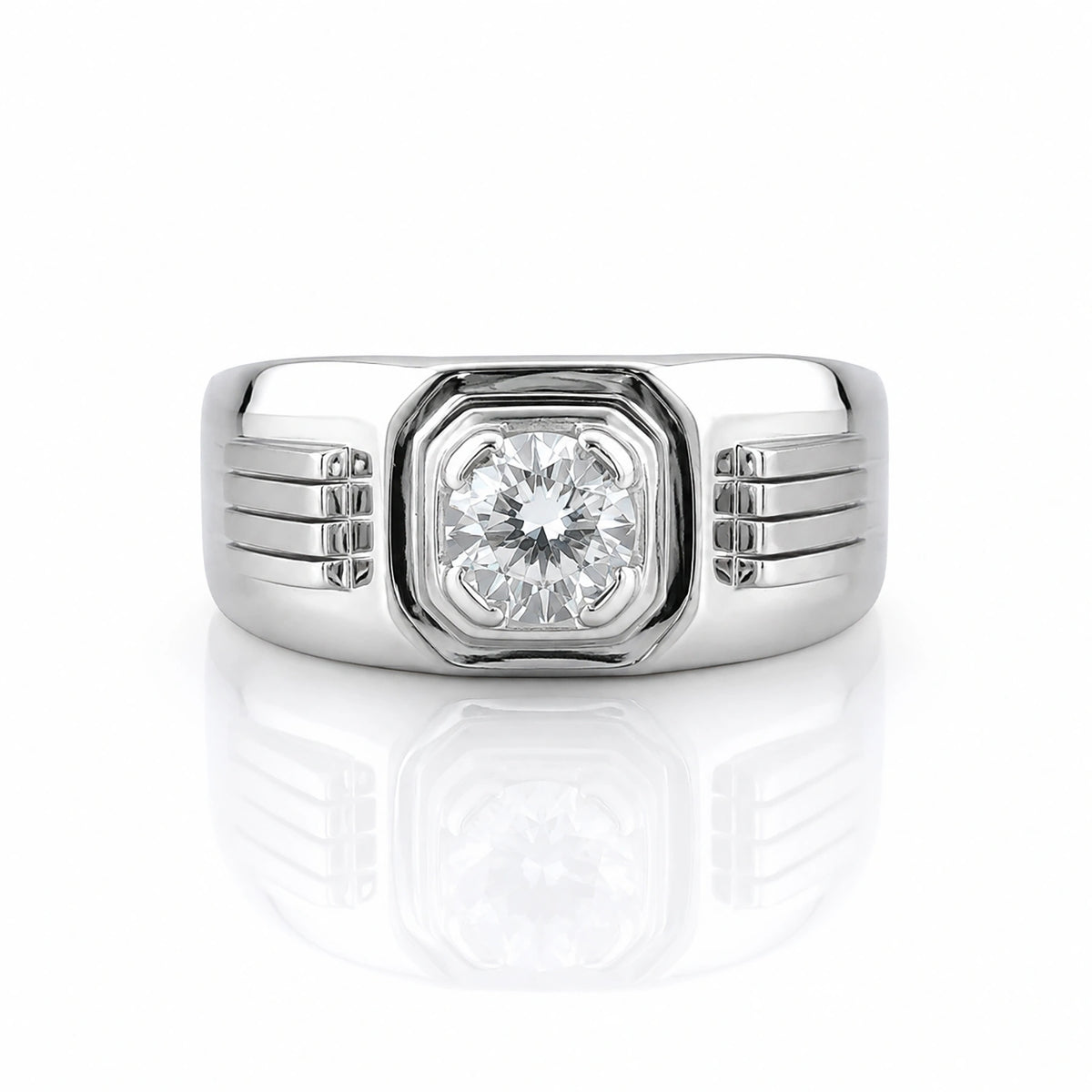 The Alencia Urban Grooved Solitaire Silver Ring
