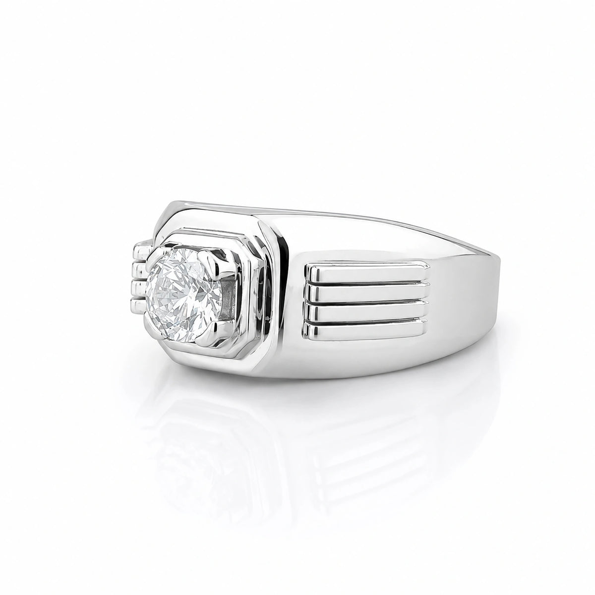 The Alencia Urban Grooved Solitaire Silver Ring