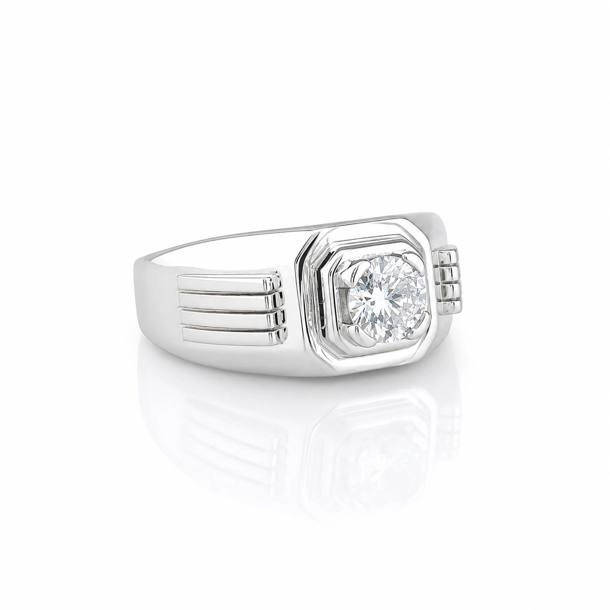 The Alencia Urban Grooved Solitaire Silver Ring