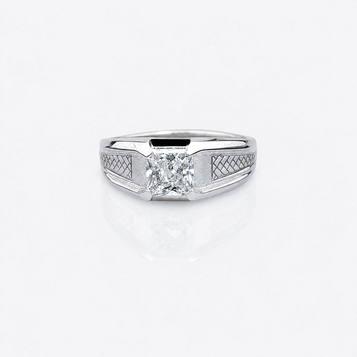 The Alencia Urban Grid Solitaire Silver Ring