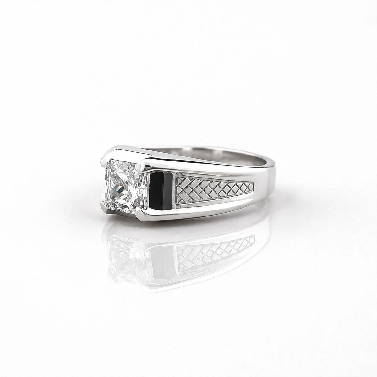 The Alencia Urban Grid Solitaire Silver Ring