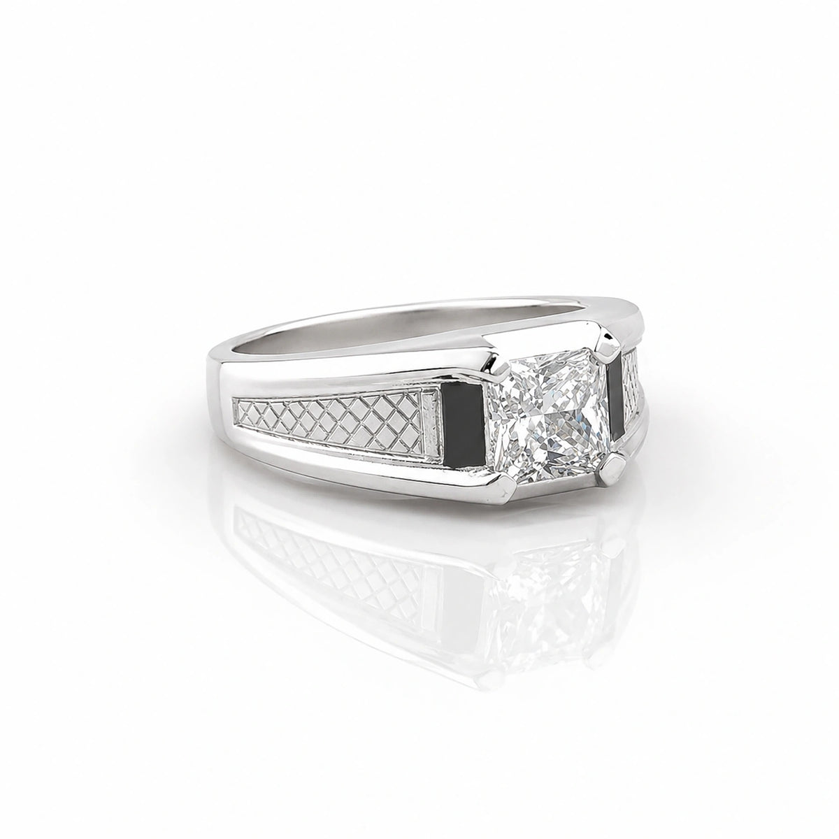 The Alencia Urban Grid Solitaire Silver Ring
