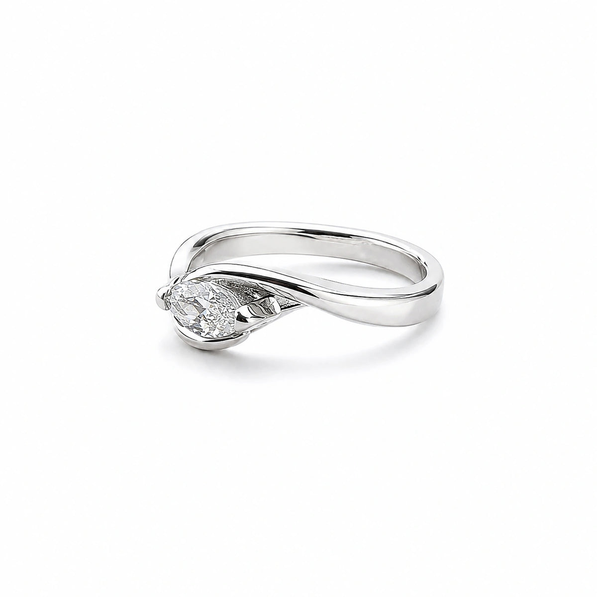 The Alencia Urban Serenade Block Bypass Solitaire Ring