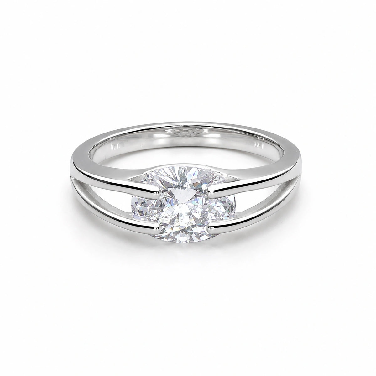 The Alencia Urban Serenade Split-Shank Oval Solitaire Ring