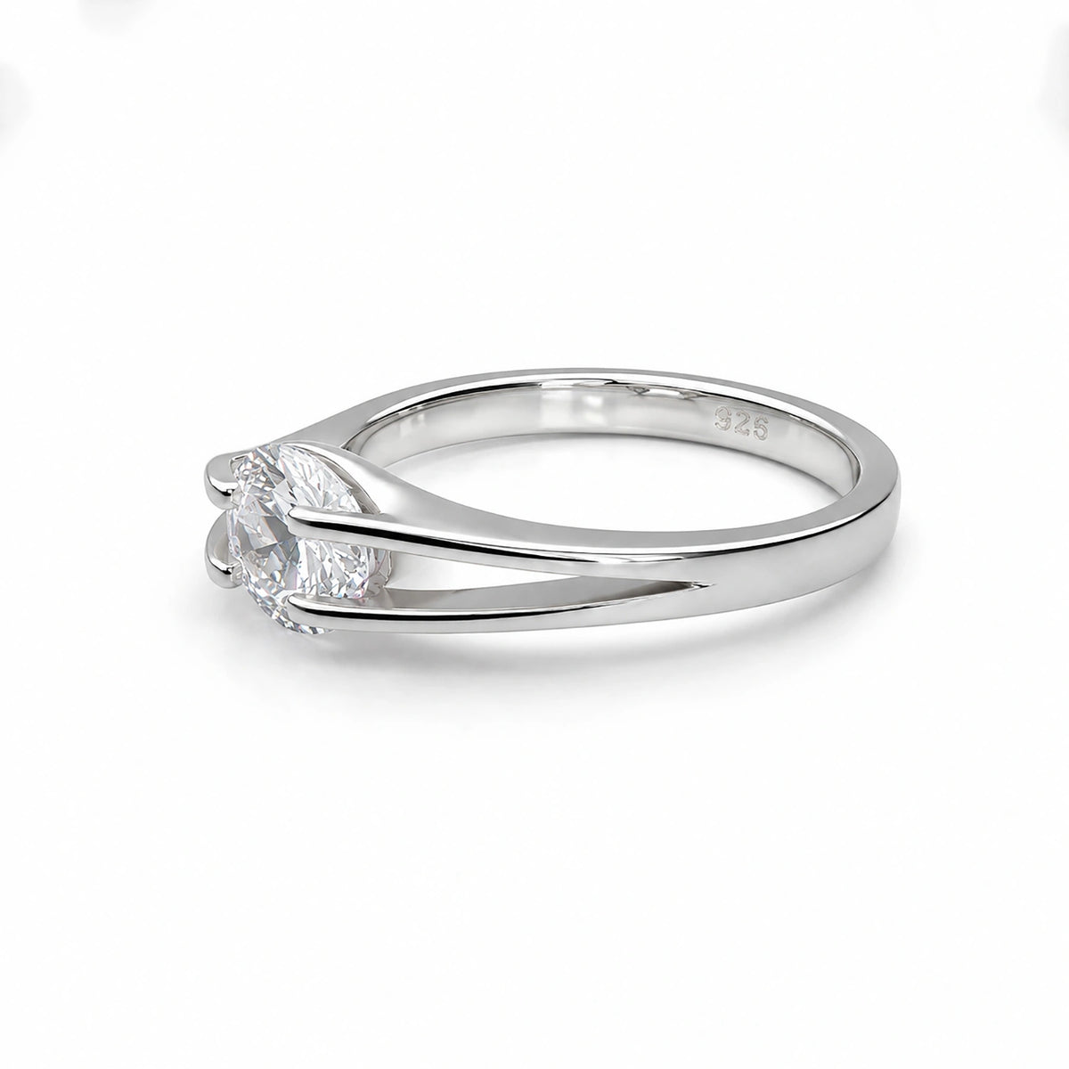The Alencia Urban Serenade Split-Shank Oval Solitaire Ring