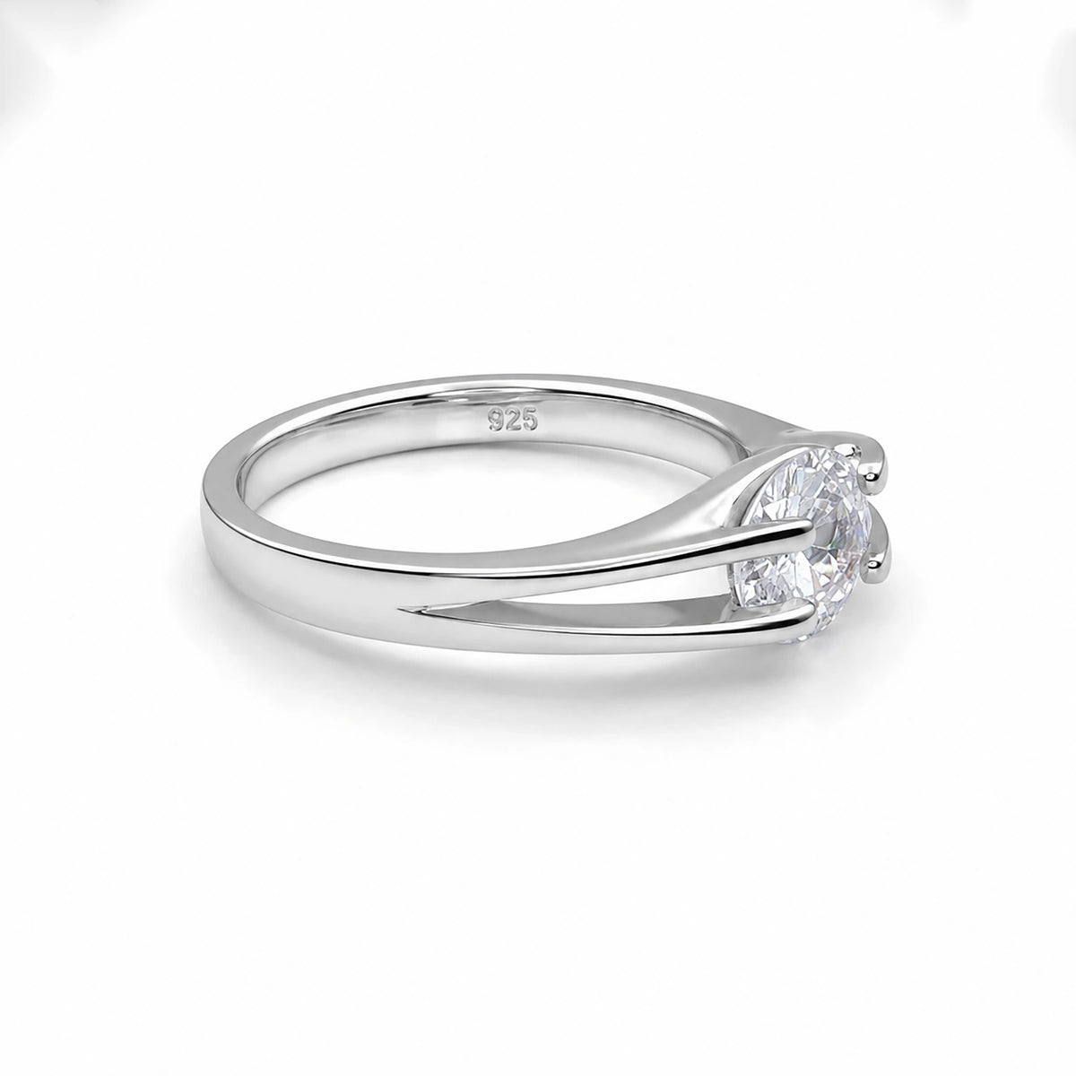 The Alencia Urban Serenade Split-Shank Oval Solitaire Ring