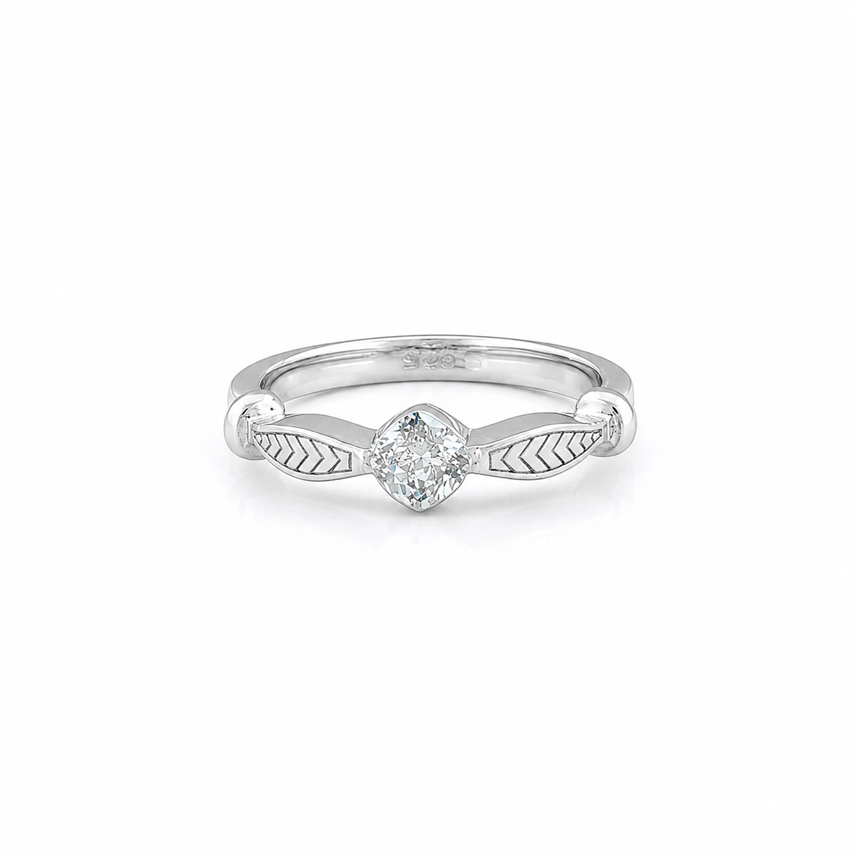 The Alencia Urban Serenade Chevron Leaf Solitaire Ring