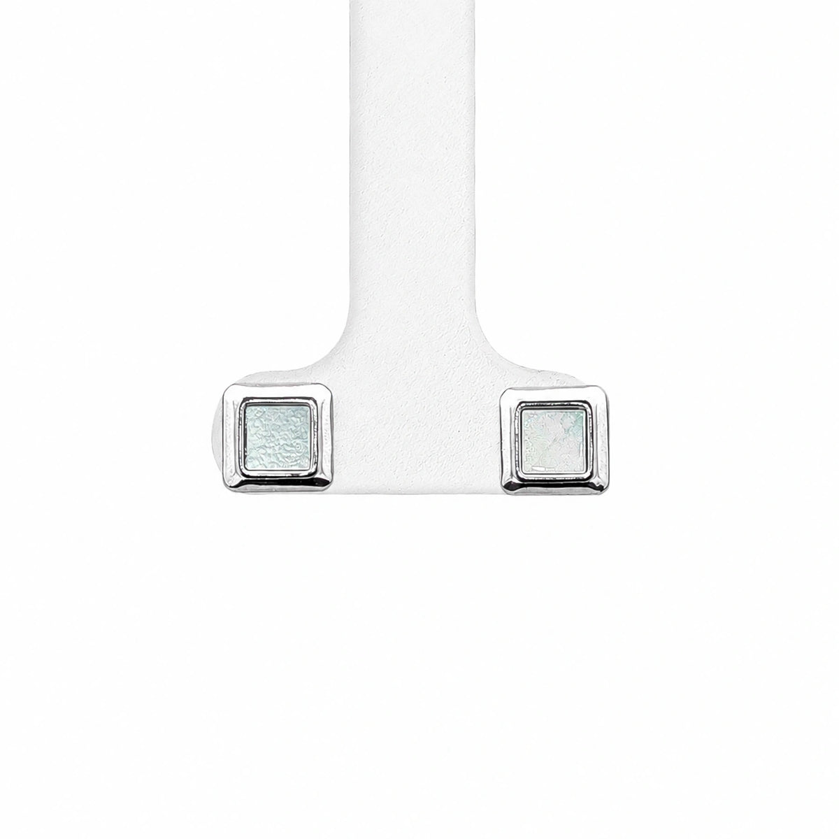 Luna Square Silver Stud Earrings