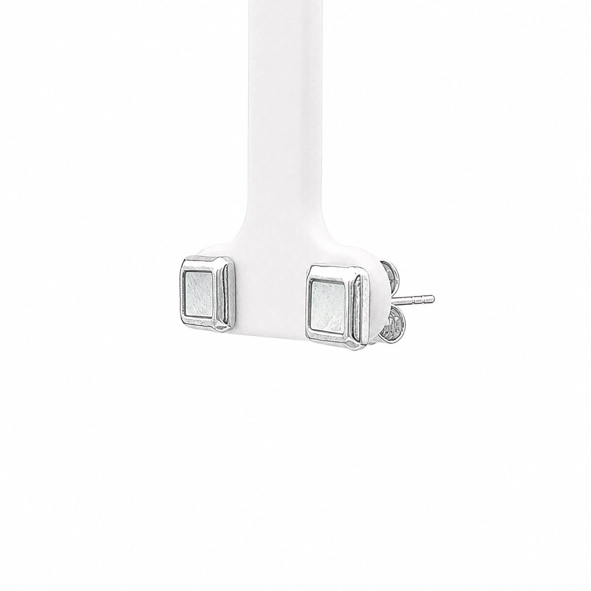 Luna Square Silver Stud Earrings