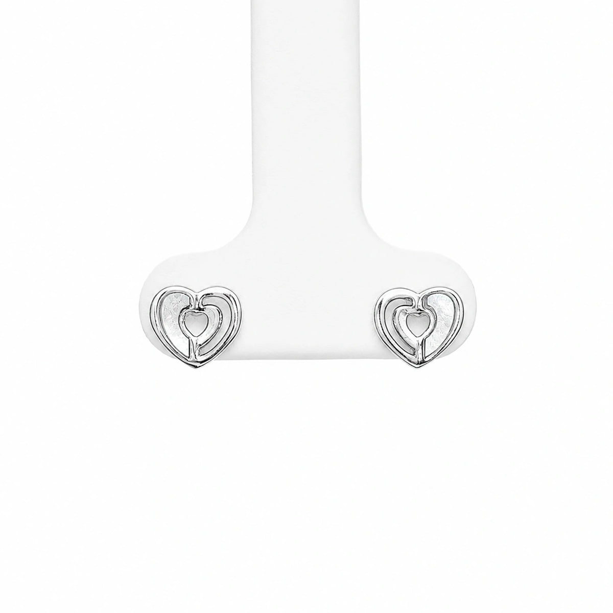 Silver Mother of Pearl Heart Stud Earrings