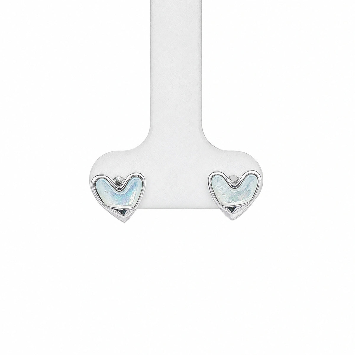 Luna Heart Silver Stud Earrings