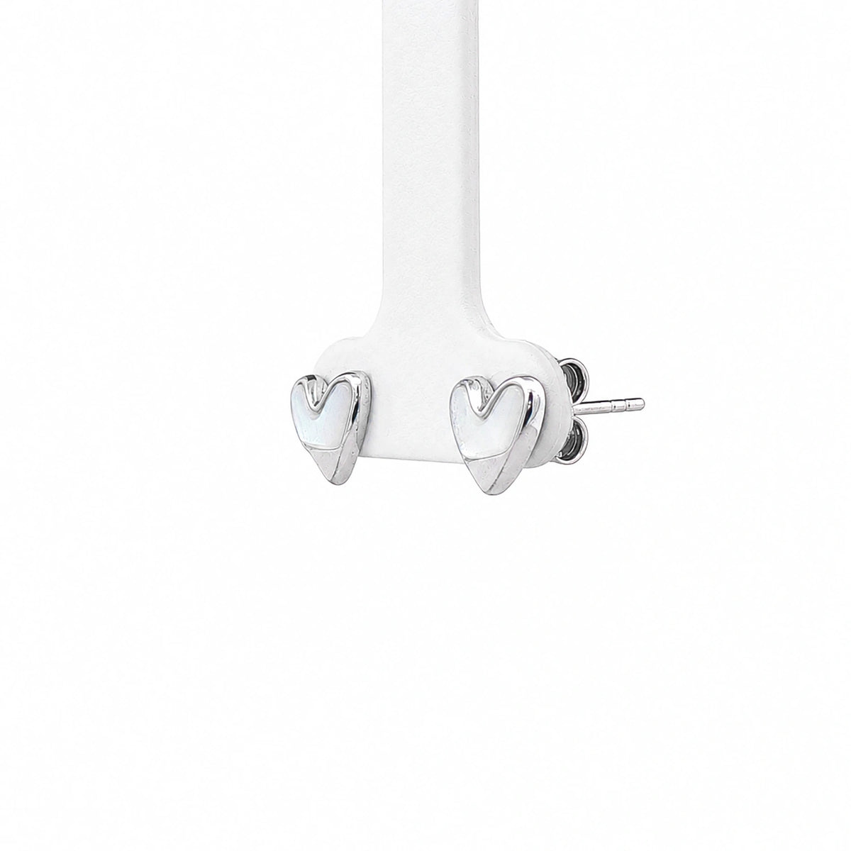 Luna Heart Silver Stud Earrings
