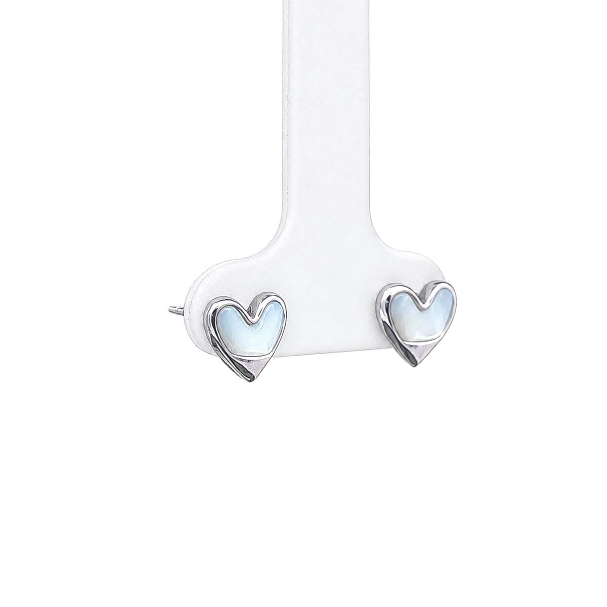 Luna Heart Silver Stud Earrings