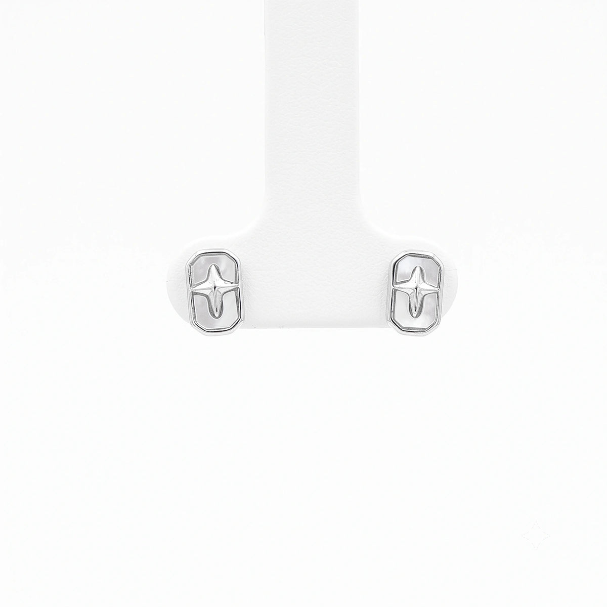 Luna Compass Silver Stud Earrings