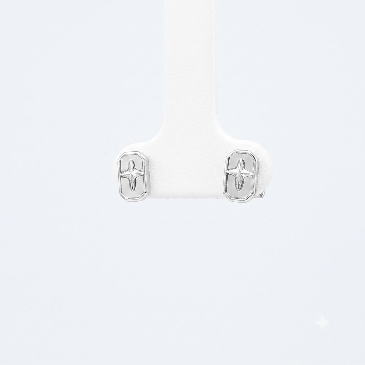 Luna Compass Silver Stud Earrings