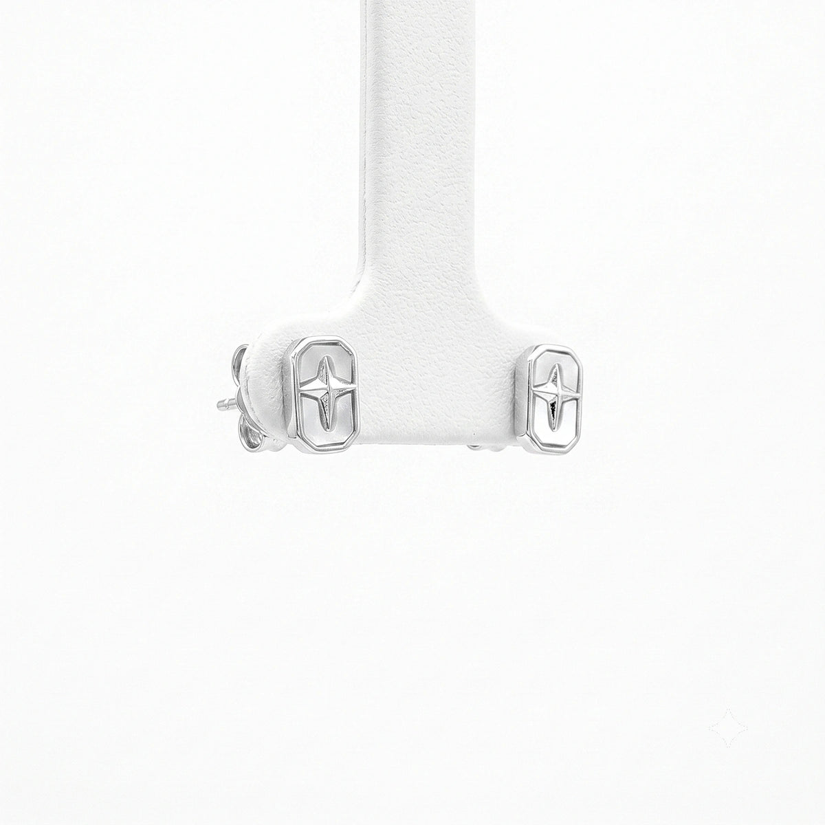 Luna Compass Silver Stud Earrings