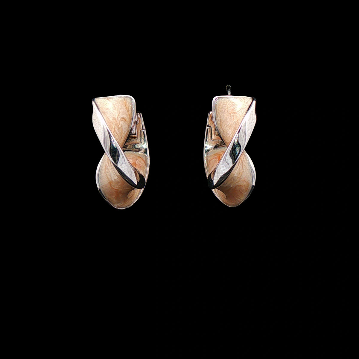Ivory Twist Silver Hoop Earrings
