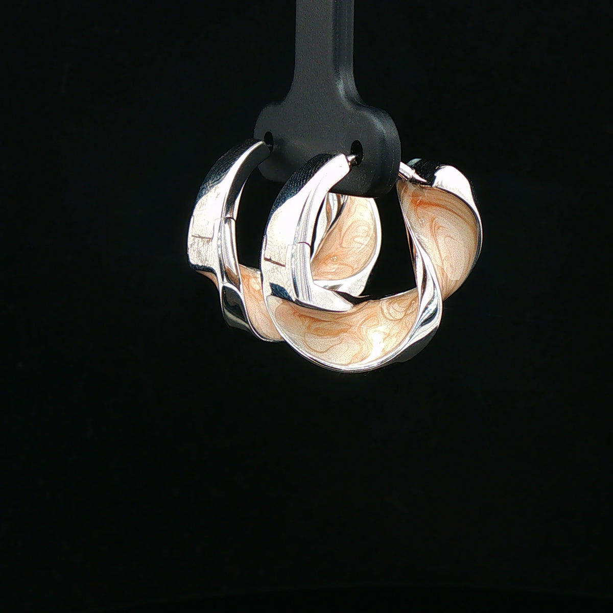 Ivory Twist Silver Hoop Earrings