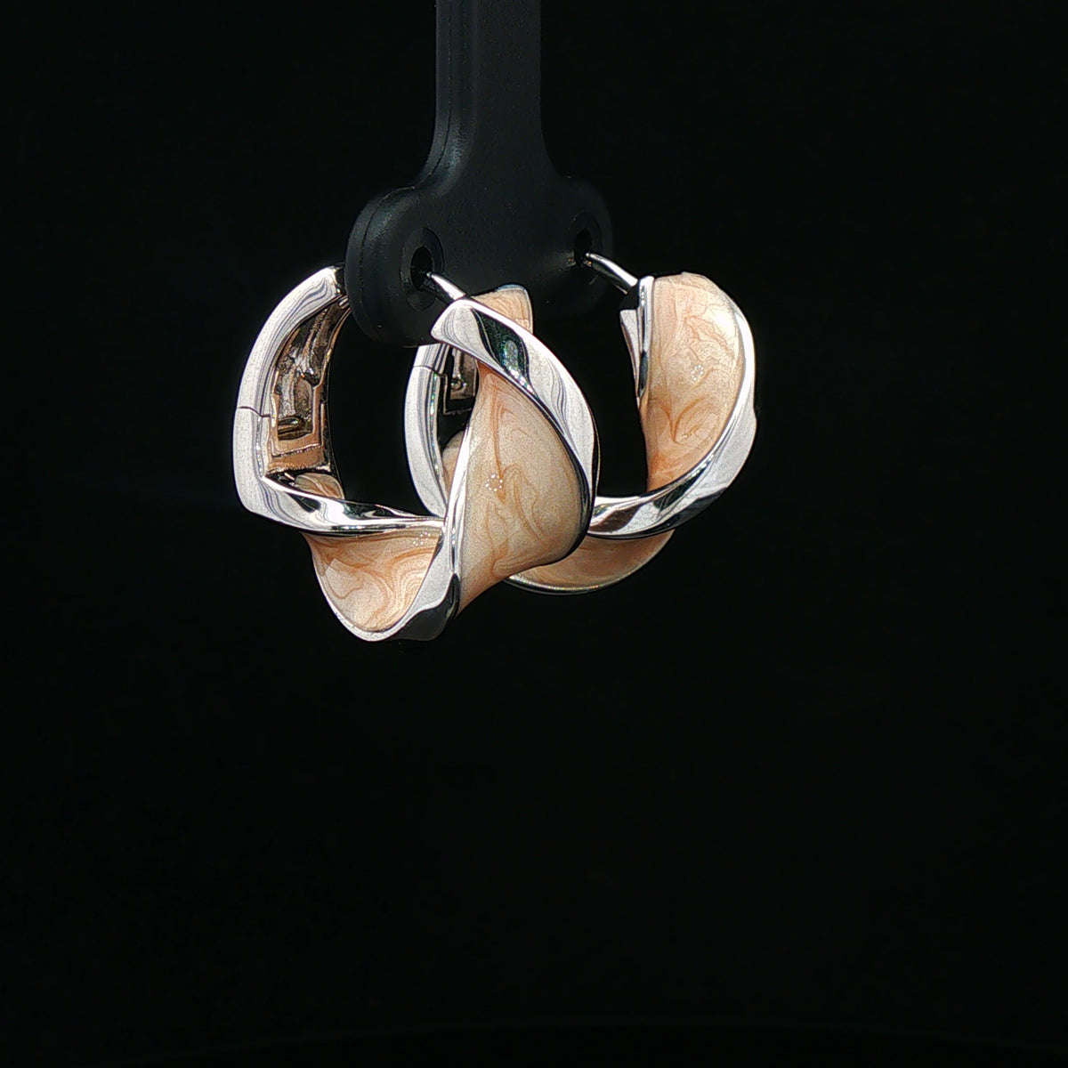 Ivory Twist Silver Hoop Earrings