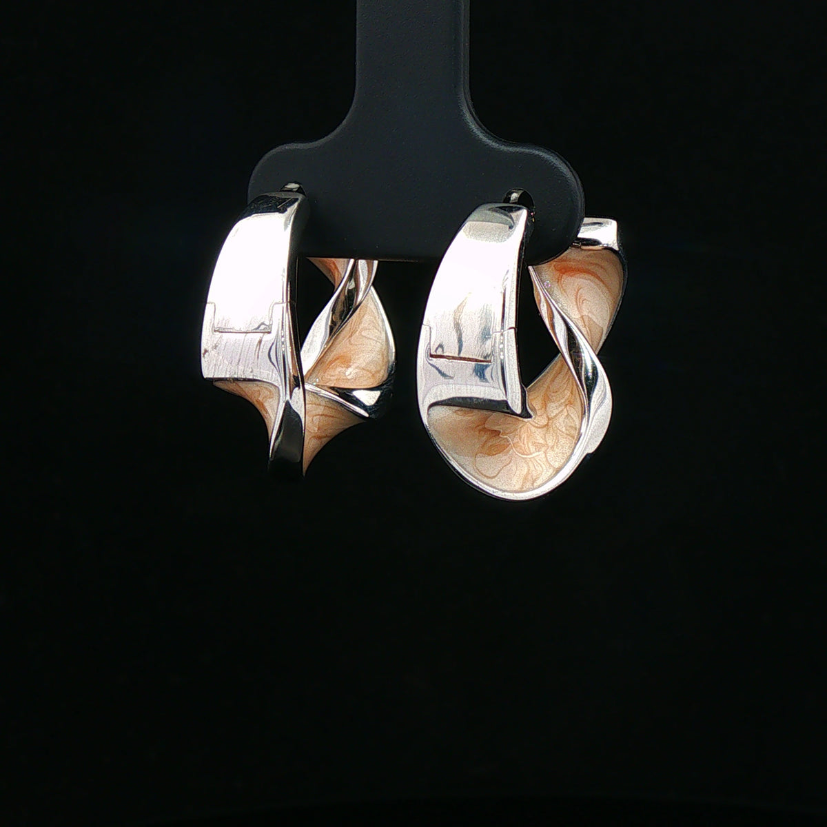 Ivory Twist Silver Hoop Earrings