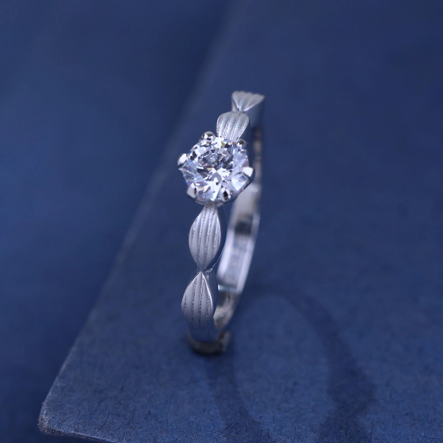 The Alencia Urban Serenade Fluted Petal Solitaire Ring image 0