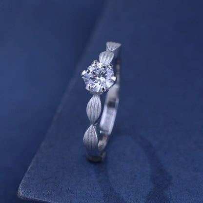 The Alencia Urban Serenade Fluted Petal Solitaire Ring image 0