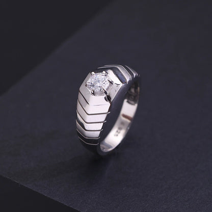 The Alencia Urban Chevron Solitaire Silver Ring image 0