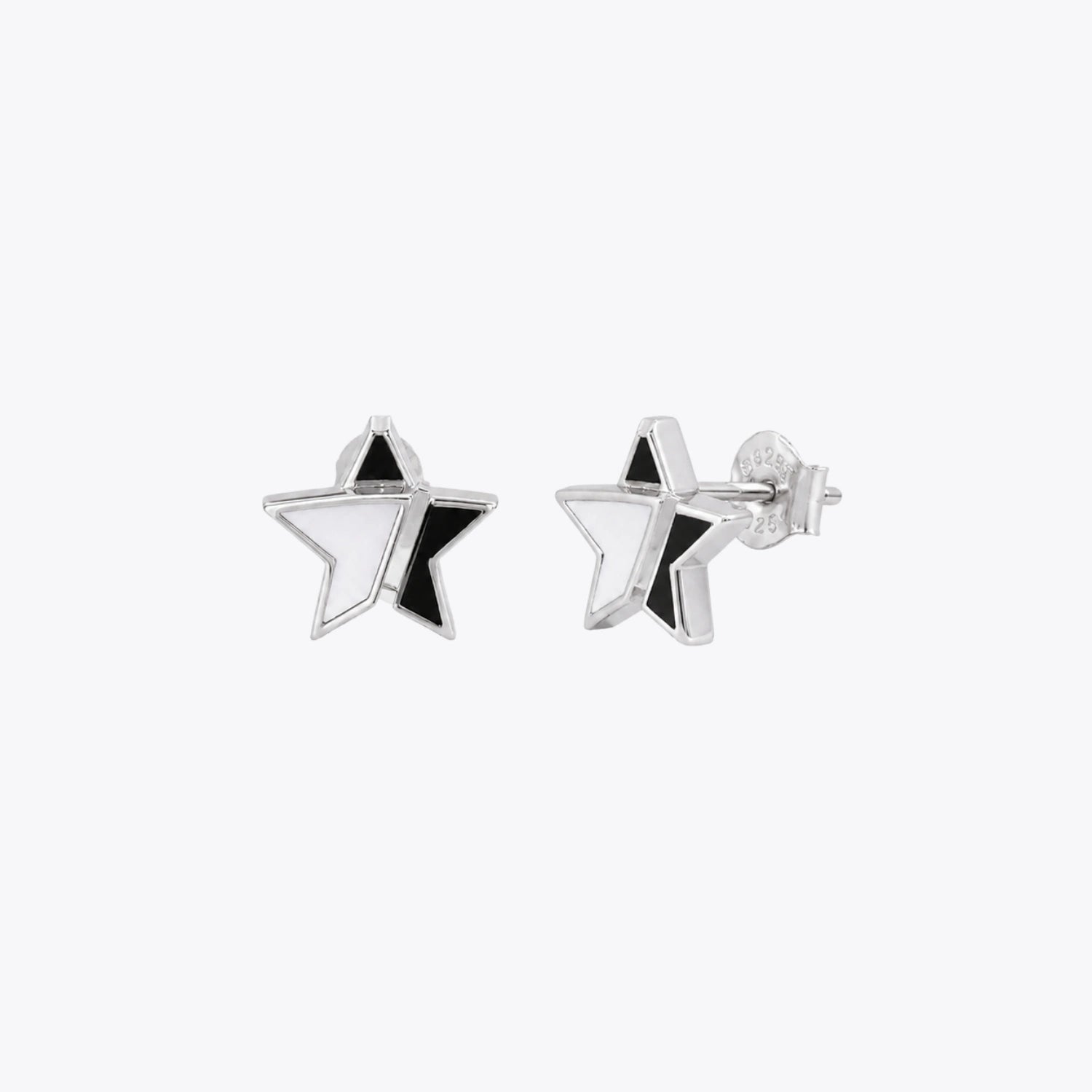 Black &amp; White Star Stud Earrings image 2