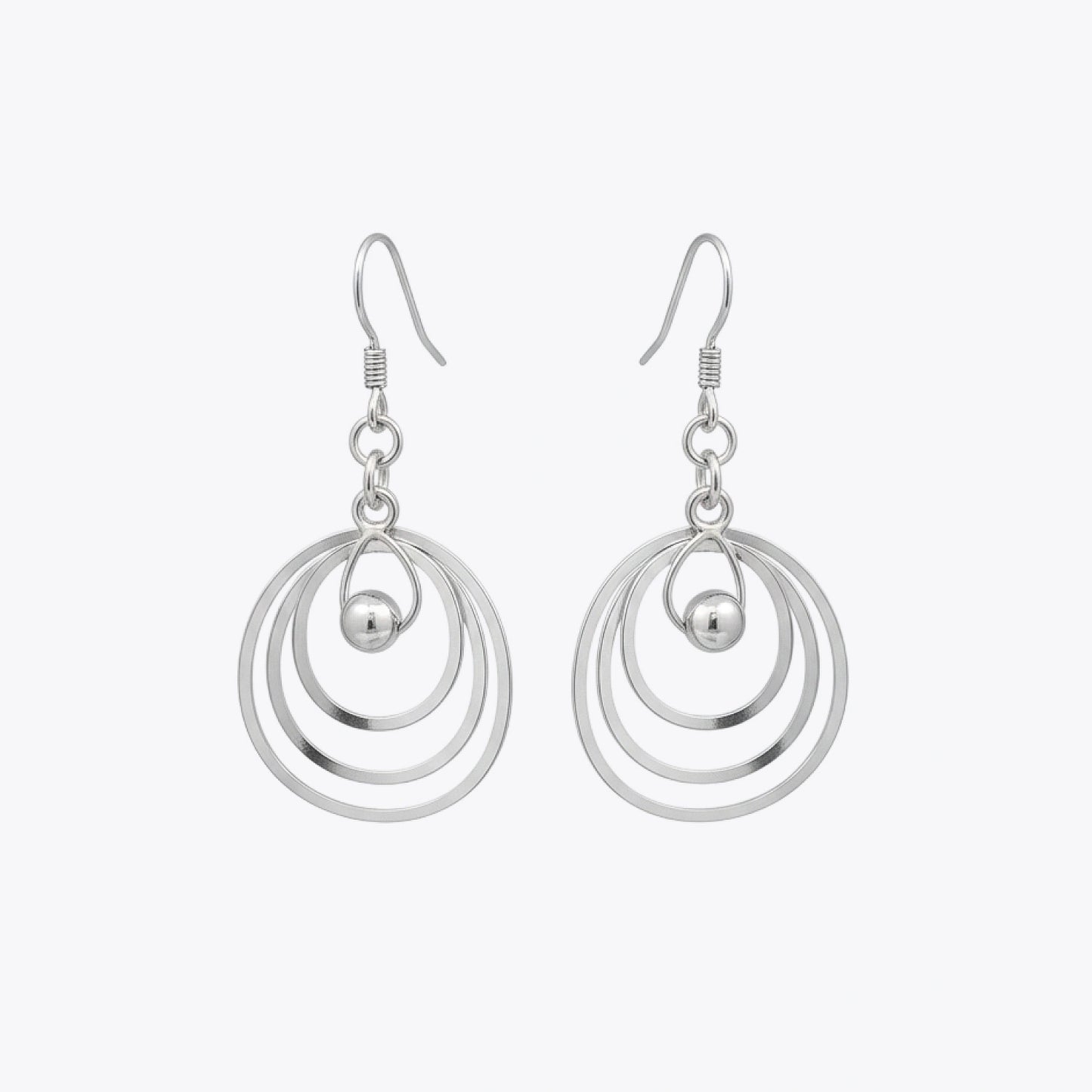 Silver Orb Circle Drop Earrings image 2