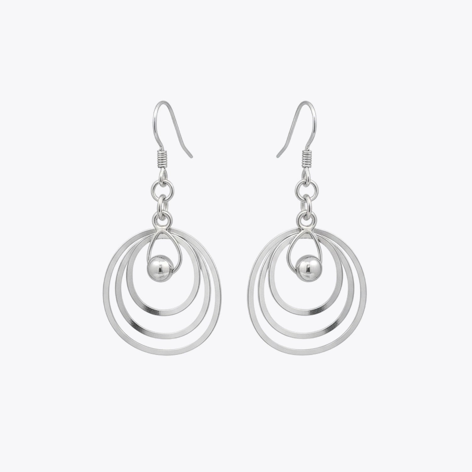 Silver Orb Circle Drop Earrings image 2